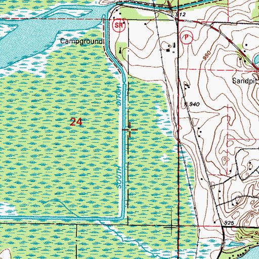 Topographic Map of South Ditch, WI