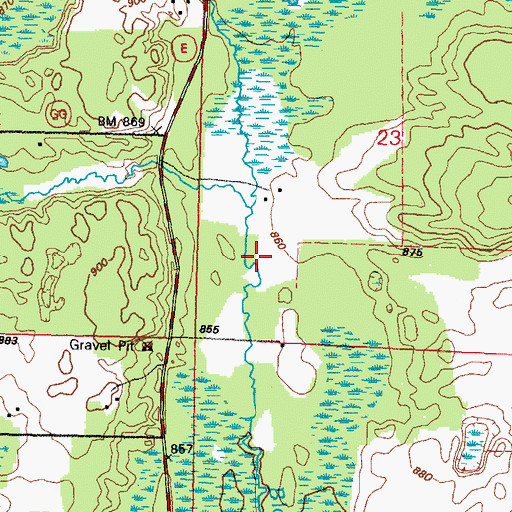 Topographic Map of South Fork Blake Creek, WI