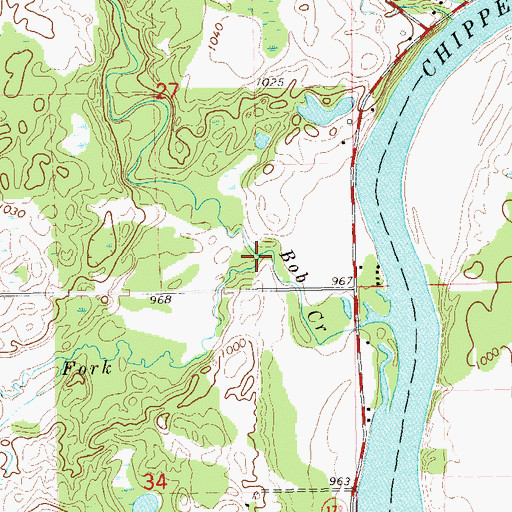 Topographic Map of South Fork Bob Creek, WI