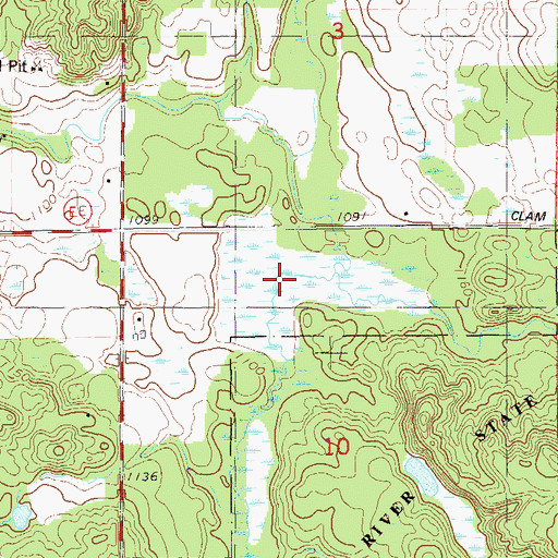 Topographic Map of South Fork Clam River, WI
