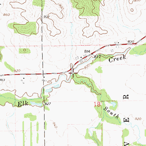 Topographic Map of South Fork Elk Creek, WI