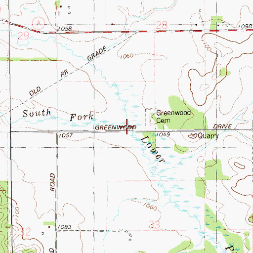 Topographic Map of South Fork Lower Pine Creek, WI
