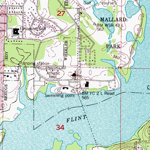 Topographic Map of T C Almon Recreation Center, AL