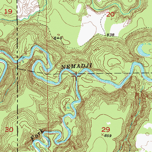 Topographic Map of South Fork Nemadji River, WI