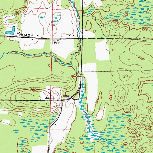 Topographic Map of South Fork Whitcomb Creek, WI