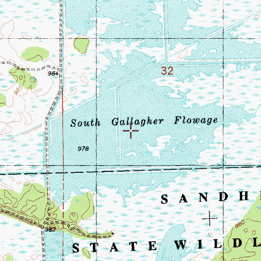 Topographic Map of South Gallagher Flowage, WI