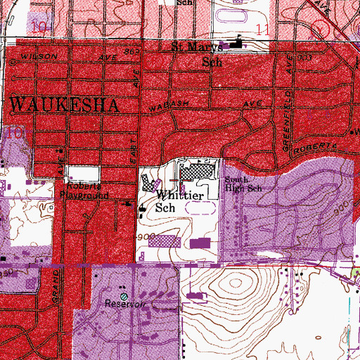 Topographic Map of South High School, WI