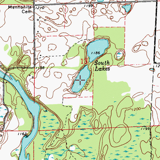 Topographic Map of South Lakes, WI