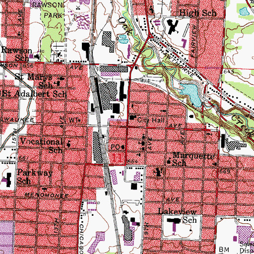 Topographic Map of South Milwaukee, WI