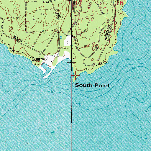 Topographic Map of South Point, WI