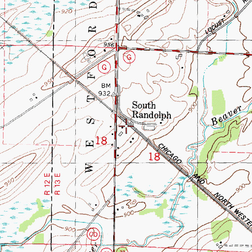 Topographic Map of South Randolph, WI
