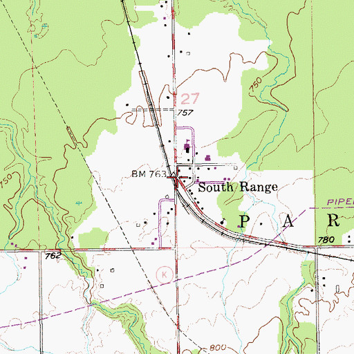 Topographic Map of South Range, WI