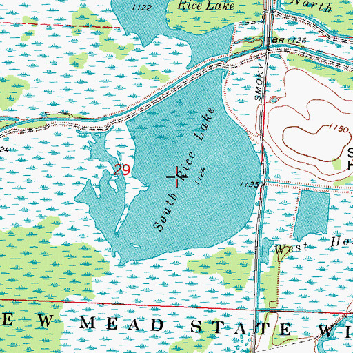 Topographic Map of South Rice Lake, WI