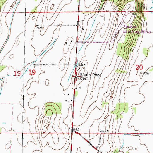 Topographic Map of South Road Cemetery, WI