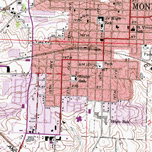 Topographic Map of South School, WI