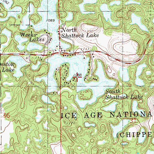 Topographic Map of South Shattuck Lake, WI