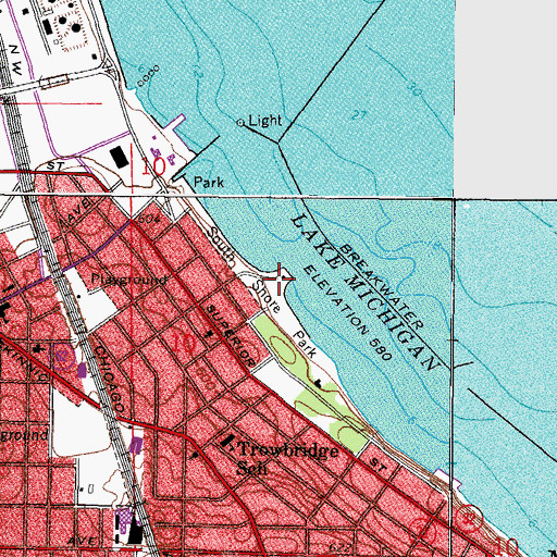 Topographic Map of South Shore Park, WI