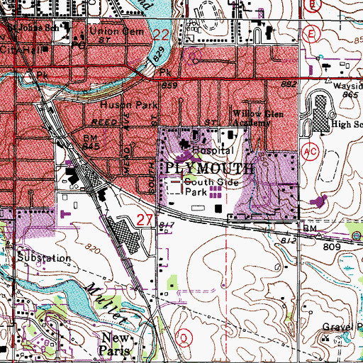 Topographic Map of Rotary Park, WI