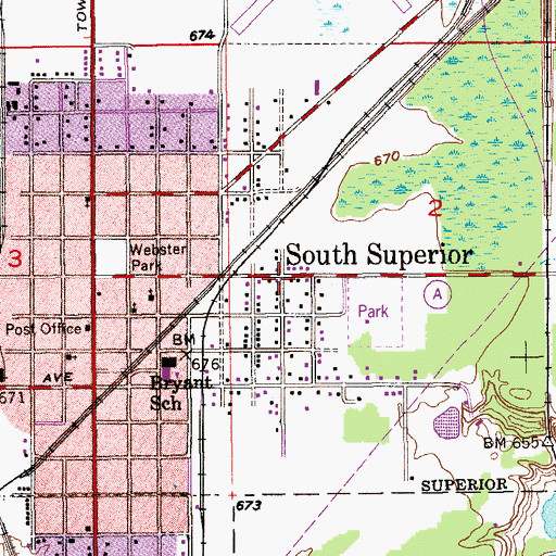 Topographic Map of South Superior, WI