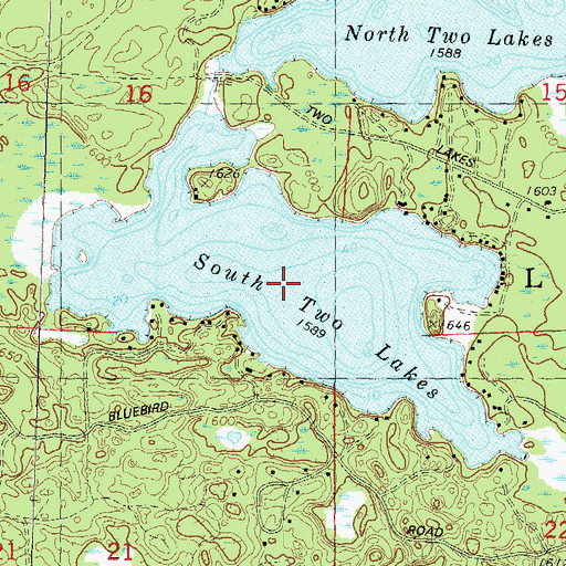 Topographic Map of South Two Lakes, WI