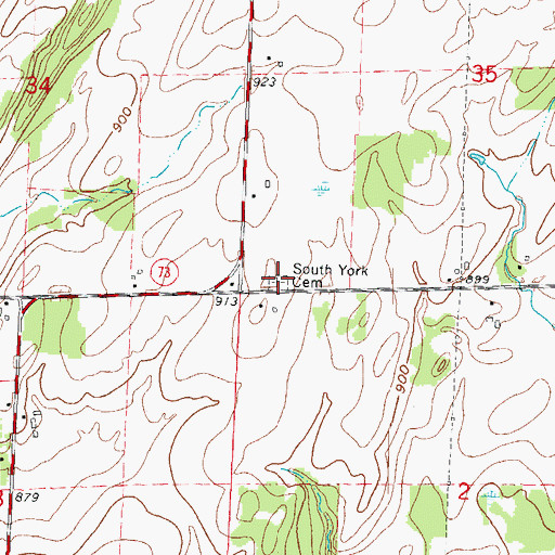 Topographic Map of York Medina Cemetery, WI