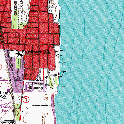 Topographic Map of Southport, WI