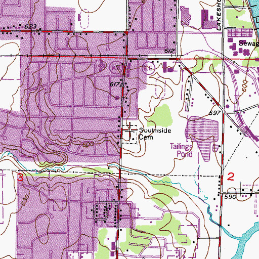 Topographic Map of Southside Cemetery, WI