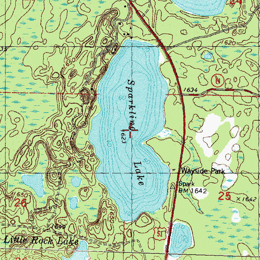 Topographic Map of Sparkling Lake, WI