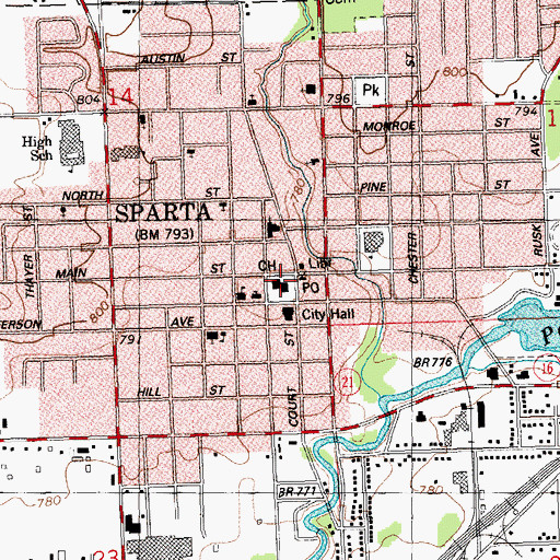 Topographic Map of Sparta, WI