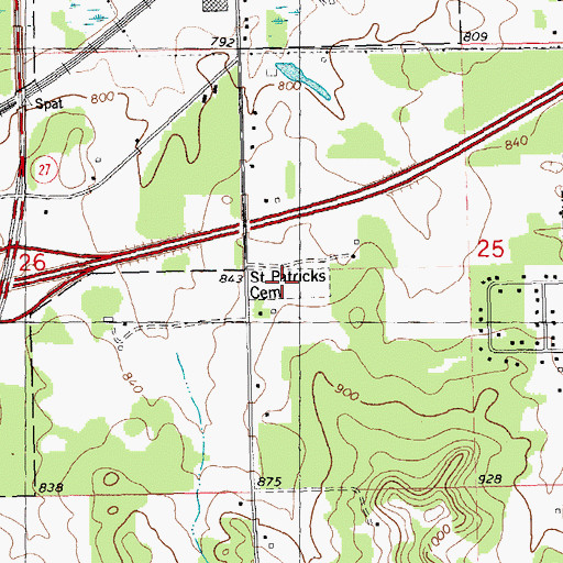 Topographic Map of Saint Patrick's Cemetery, WI