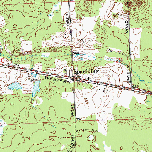 Topographic Map of Spaulding, WI