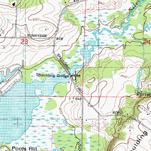 Topographic Map of Spaulding Bridge, WI