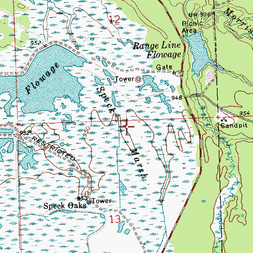 Topographic Map of Speck Marsh, WI