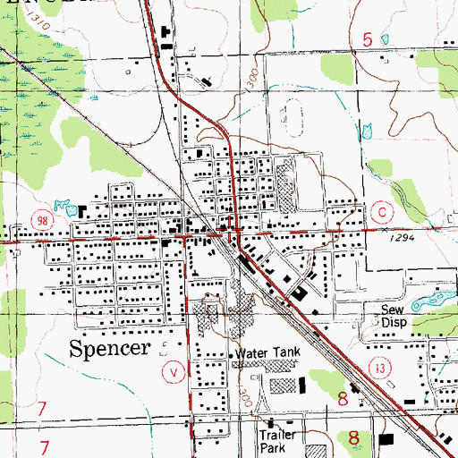 Topographic Map of Spencer, WI