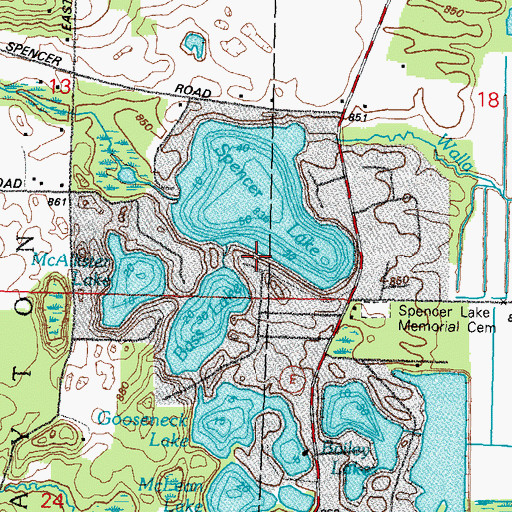 Topographic Map of Spencer Lake, WI