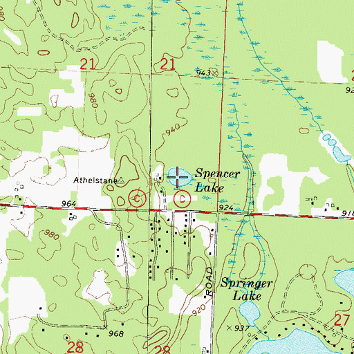 Topographic Map of Spencer Lake, WI
