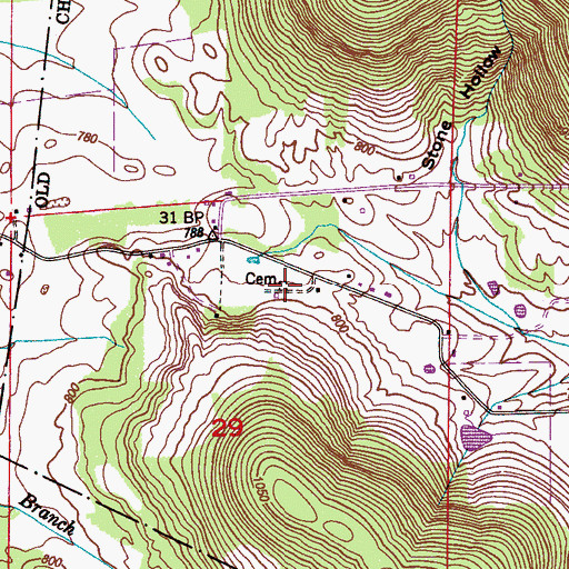 Topographic Map of Burdine Cemetery, AL