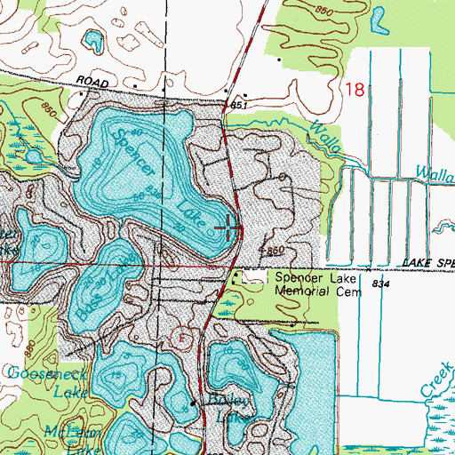 Topographic Map of Spencer Lake Bible Camp, WI