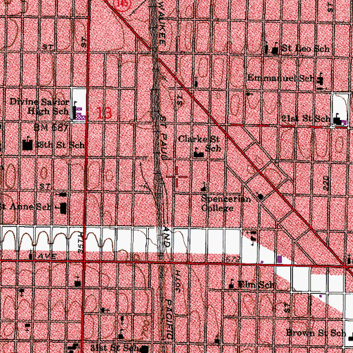 Topographic Map of Next Door Charter School, WI