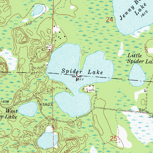 Topographic Map of Spider Lake, WI
