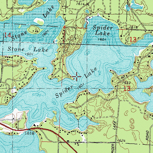 Topographic Map of Spider Lake, WI
