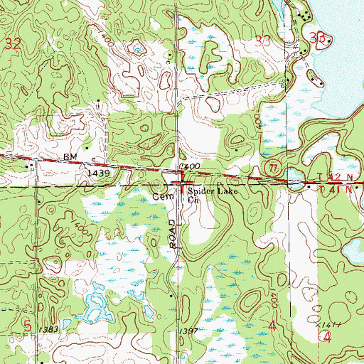 Topographic Map of Spider Lake Church, WI