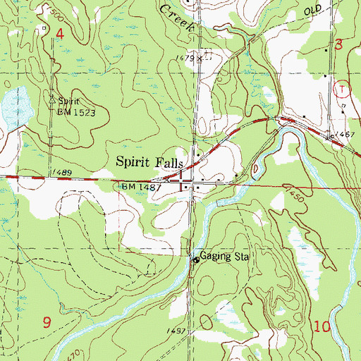 Topographic Map of Spirit Falls, WI