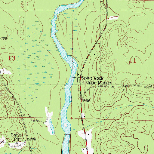 Topographic Map of Spirit Rock Historic Marker, WI