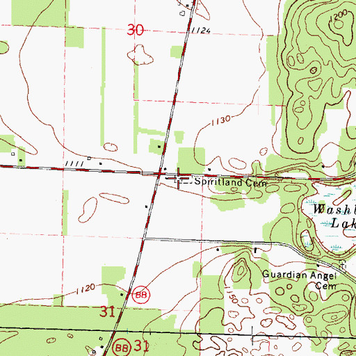 Topographic Map of Spiritland Cemetery, WI