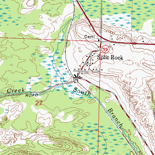 Topographic Map of Split Rock, WI