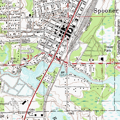 Topographic Map of Spooner, WI