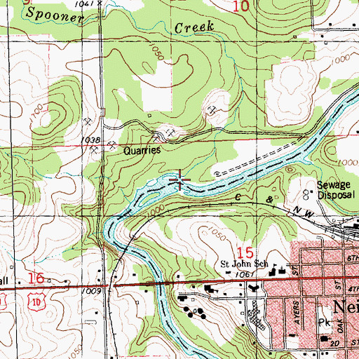 Topographic Map of Spooner Creek, WI