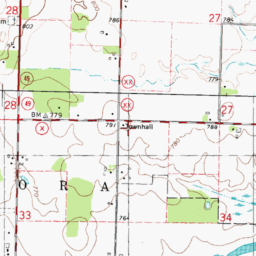 Topographic Map of Spoor School (historical), WI