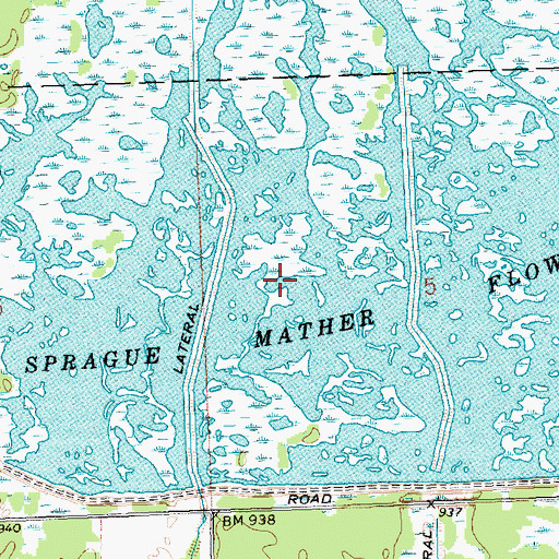 Topographic Map of Sprague-Mather Flowage, WI